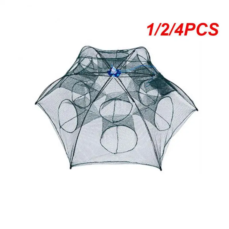 1/2/4PCS /12/16/20Hole Automatic Fishing Net Fishing Trap Portable Folding crayfish catcher Mesh Trap Cage with Ring for Fish