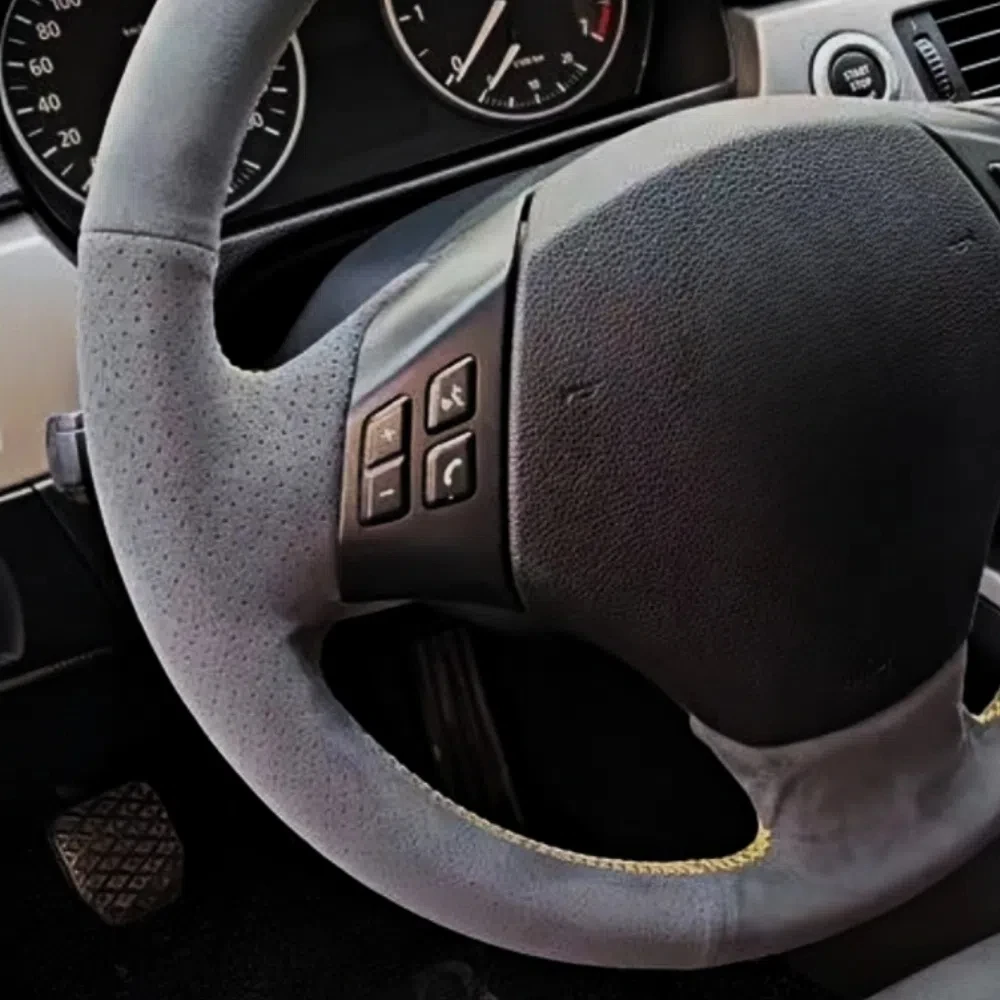 Customization Car Steering Wheel Cover Accessories Hand Sewing Suede Leather Non-Slip For BMW E90 E91(Touring) 320d 325i 335i X1
