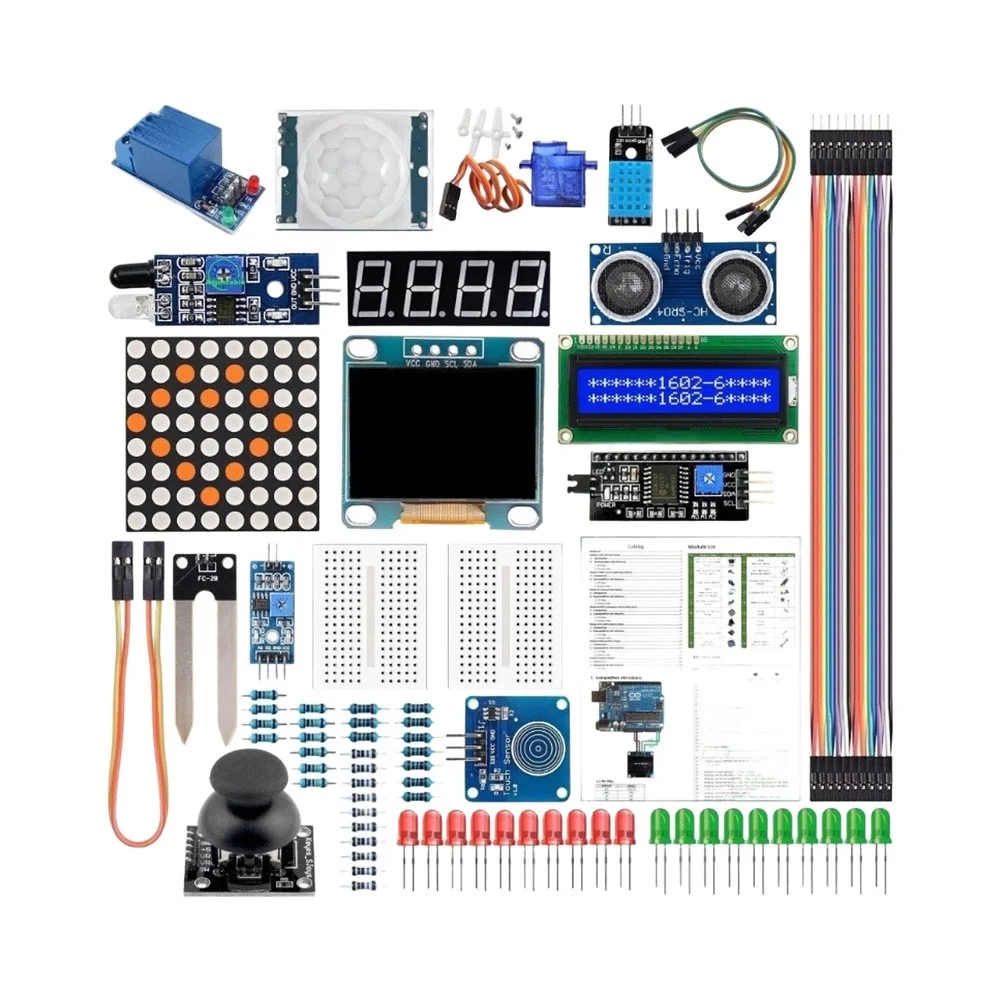 Sensor Module Bundle Electronics Project Set 1602 Lcd Screen Temperature Humidity Sensor Multiple Colors For Beginner Learning