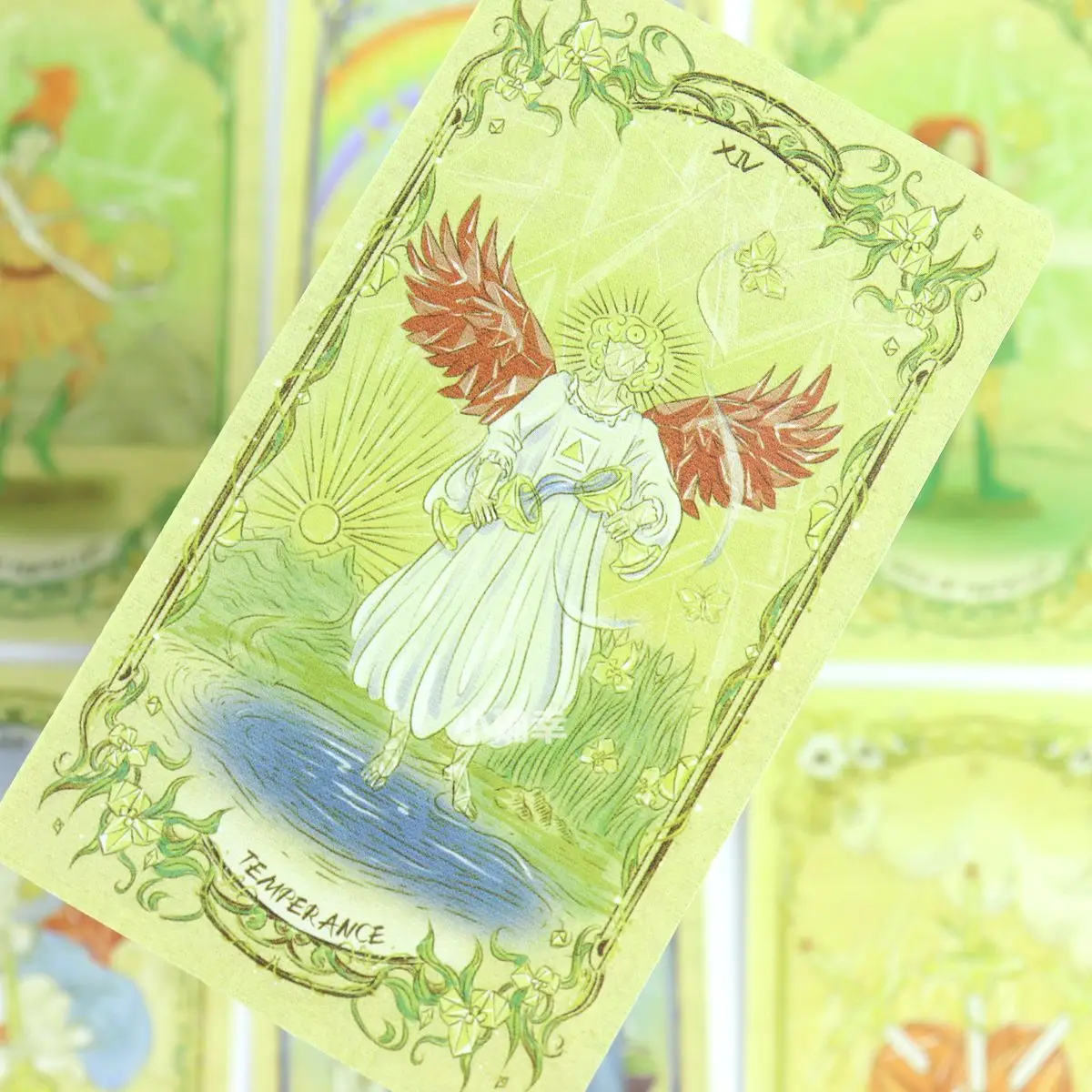 Desire Mirror Tarot Deck - 78 Pcs Modern Artistic Illustrated Tarot Cards 10.3*6cm with Unique Green Aesthetic