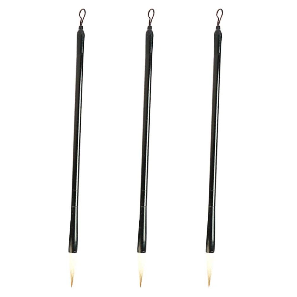 

3 pcs Calligraphy Brush Pen Metal Rod Writing Student Stationary Practical Brush Paint Lanyard Design