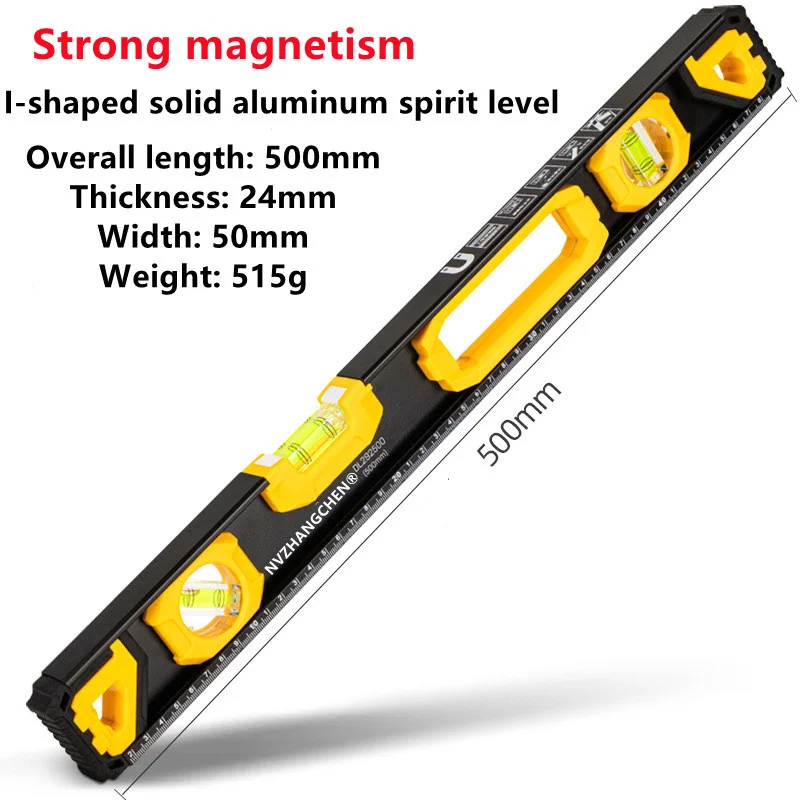 500CM Magnetic Horizontal Ruler Spirit Level High Bearing Ruler Lever Bubble Balance Ruler for Home Decoration Measuring Tools