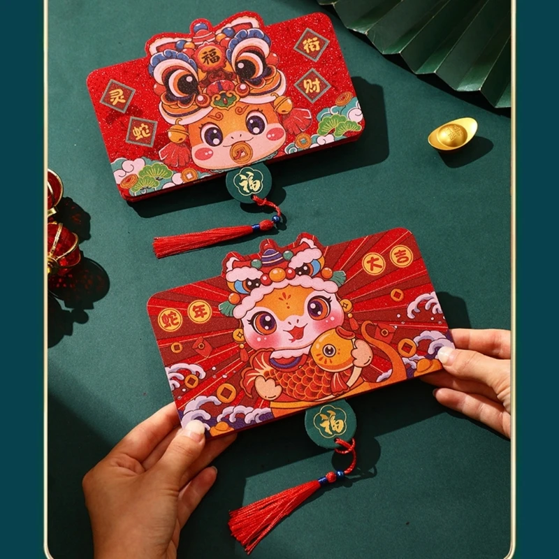 

N7MD Foldable Redness Envelope for Traditional Spring Festival 2025 Snake Year Money Packet Paper Hongbao for Children