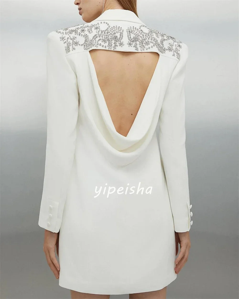 Customized Prom Gown Jersey Sequined Ruched A-line V-neck Dresses Exquisite High Quality Occasion Formal Party Dress for Women