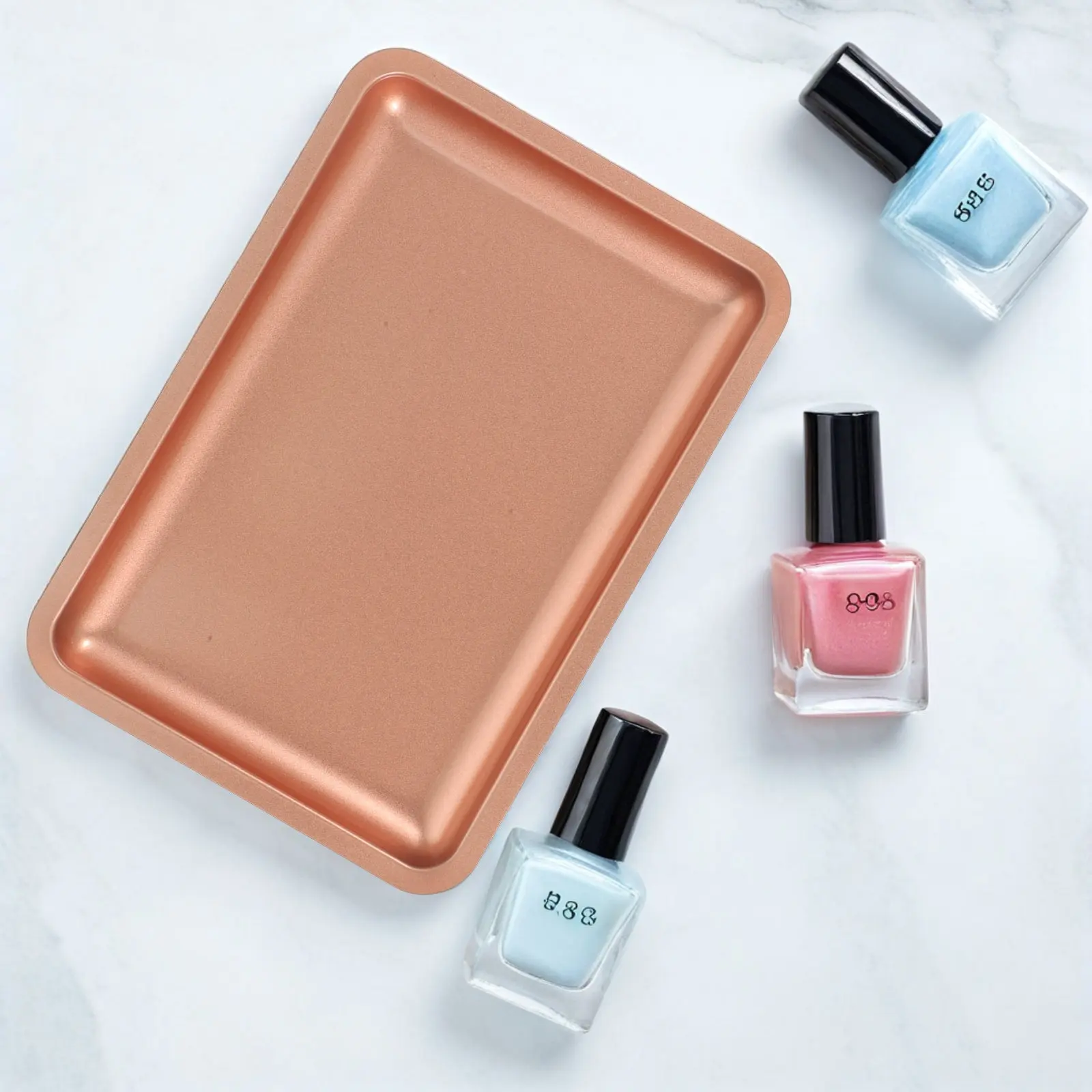 

4Pcs Stainless Steel Nail Tool Tray 7.1x4.9x0.7in Minimalist Manicure Storage Organizer for Desk Jewelry Makeup