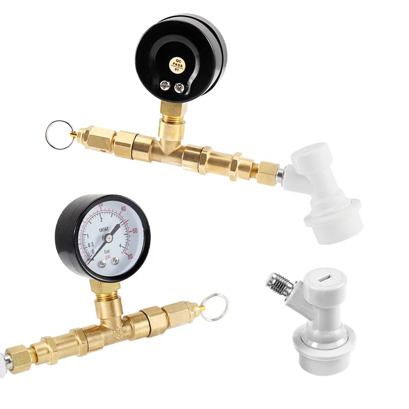 Brew Pressure Fermentation Valve Gauge, 0-60Psi Co2 Charger with Gas Ball Lock Disconnect,Control Fermentation Pressurized Rate