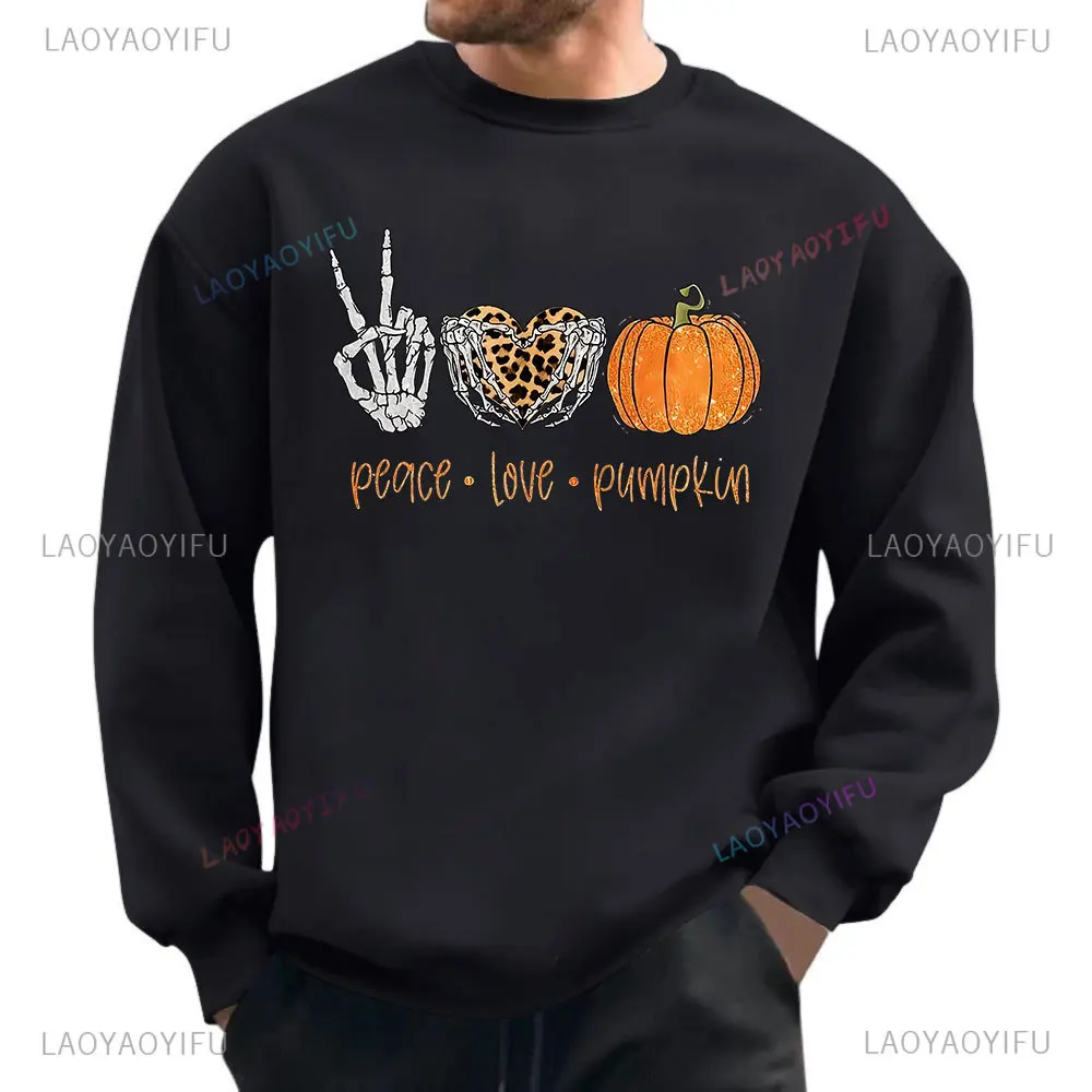 

2025 Men Halloween Hooded Novelty Pumpkin Print Big Tall Tops Fall Loose Long Sleeve Casual Pullover Hoodies Halloween Costume