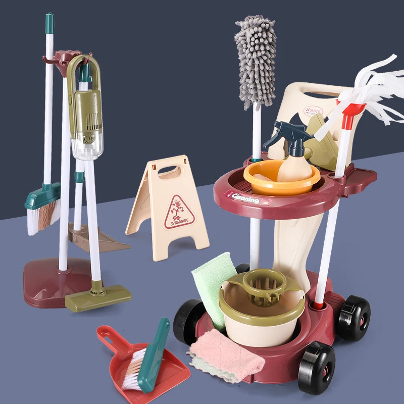 أداة تنظيف محاكاة Playset للأطفال لعبة تنظيف التظاهر مكنسة كهربائية منزلية مكنسة ممسحة منزل ألعاب تنظيف الأطفال هدية