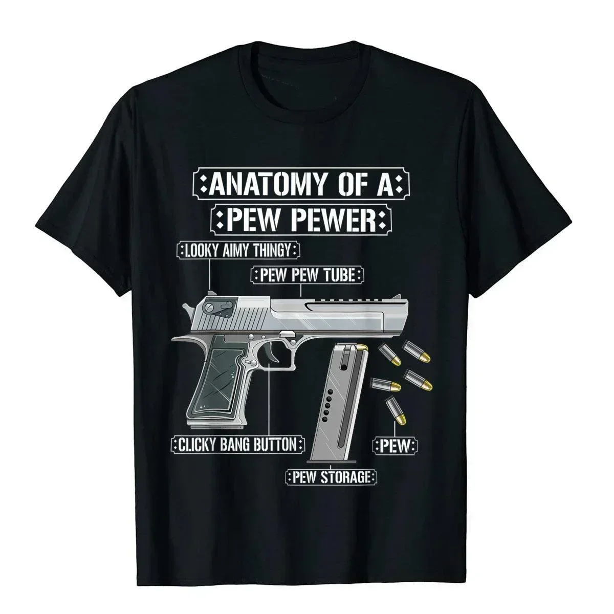 

Лето 2025 г., новинка Pew Pewer Ammo Gun, забавная футболка с мемами для любителей пистолета, повседневная хлопковая мужская футболка, стильная футболка с новым дизайном, анатомия
