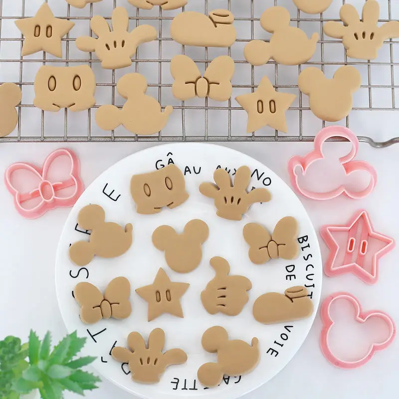 Molde de Mickey Mouse, figura bonita de dibujos animados, arco creativo, fabricación de galletas, galletas 3D, hornear postre, descompresión, prensado, herramienta de cocina