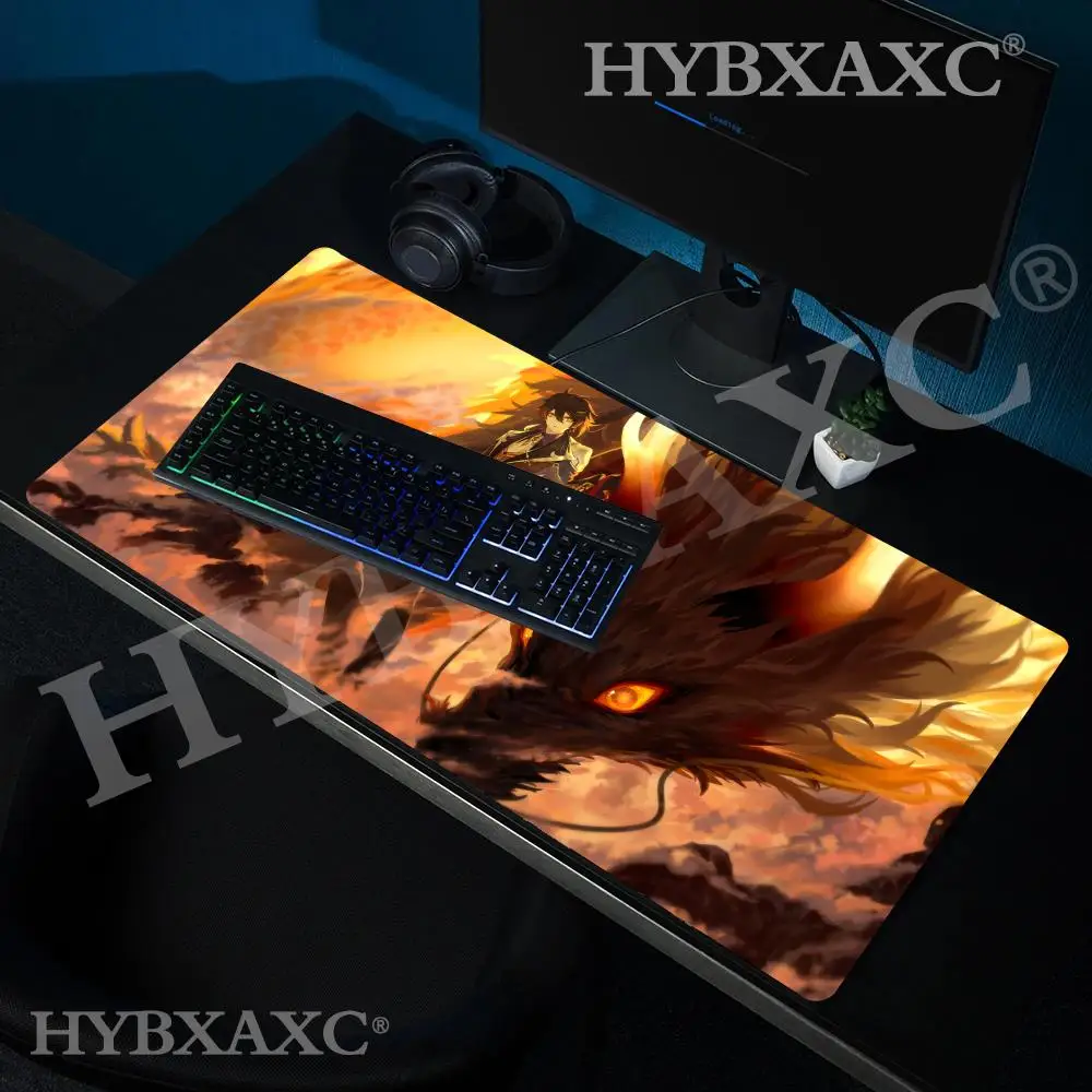 

HYBXAXC Genshin Impact Zhongli HD Mouse Pad Kawaii Anime Desk Mat PC Gamer Cabinet Large Carpet Gaming Accessories Keyboard Pad