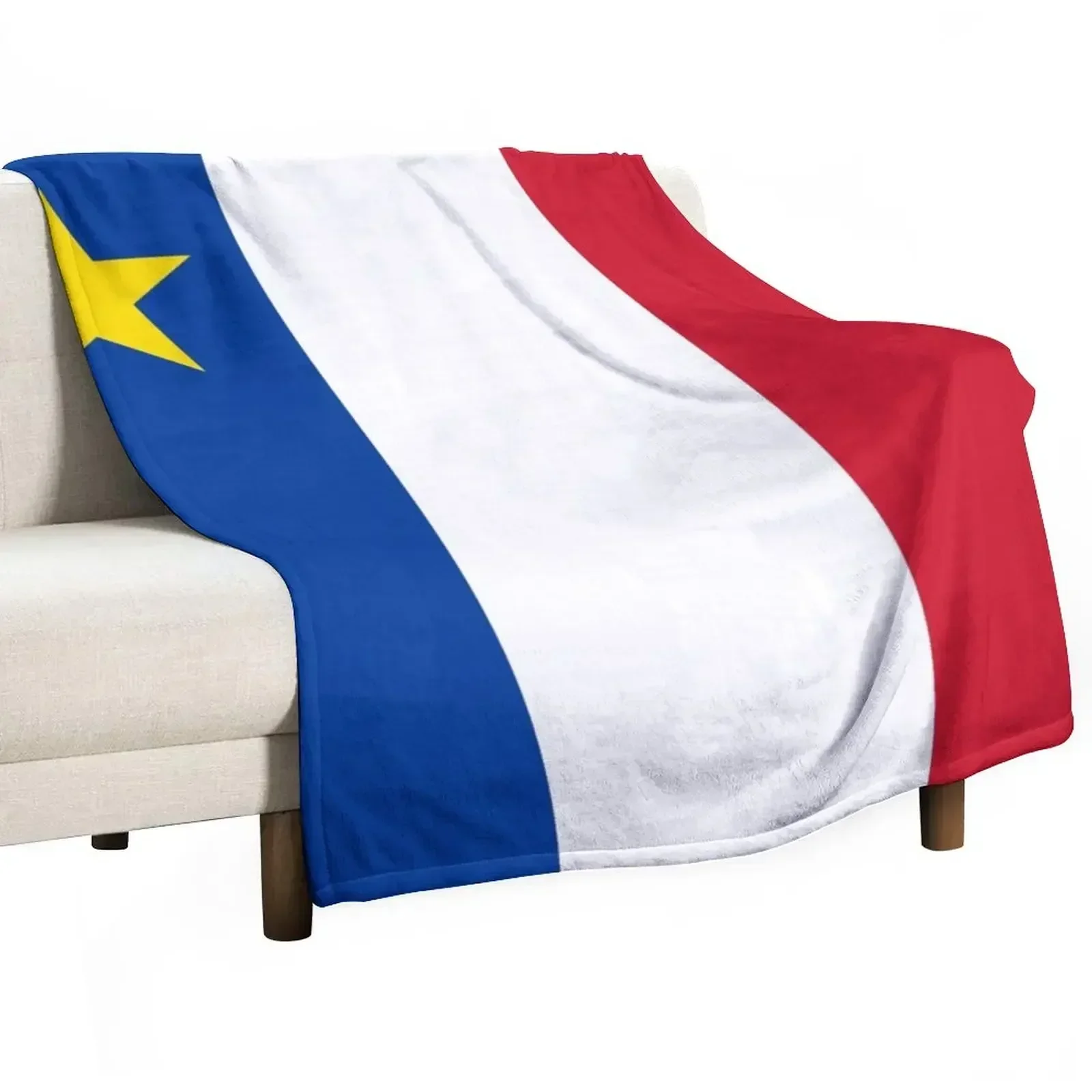 Acadie Acadia Flag blue white red North American New Brunswick Acadian French Canada HD Throw Blanket Soft Blankets