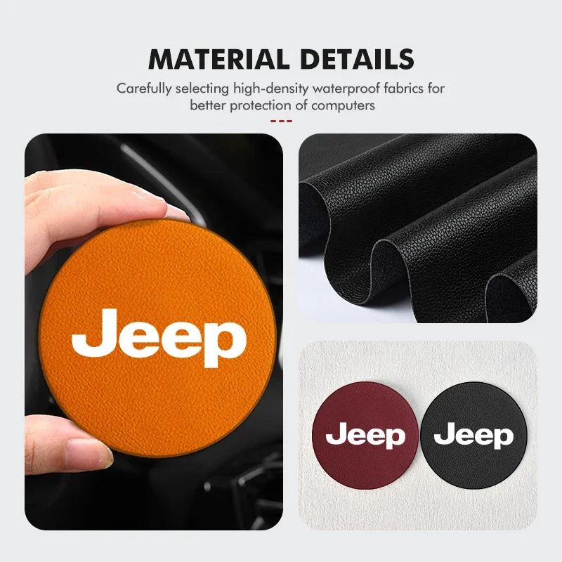 

2Pcs Suede Car Cup Holder Coaster Non Slip Cup Mat Car Interior Accessories For Jeep Wrangler Grand Cherokee Compass Renegade