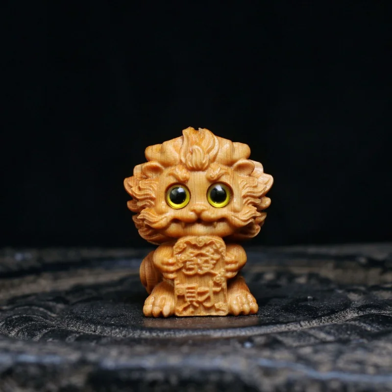 Thuja Auspicious Beast Xingshi Hand Pieces Pendant Carving Accessory Pendant Crafts Swallowing Gold Beast Crafts Wood Carving