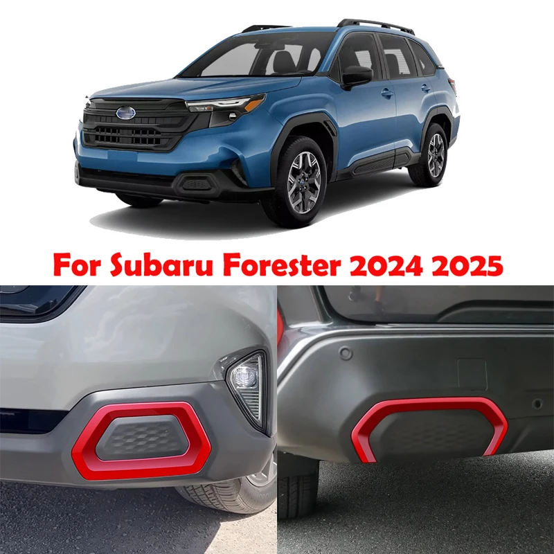 

For Subaru Forester 2024 2025 ABS black Accessories Front rear Bumper Fog Light foglight lamp cover Trim Fog light Bezel cover