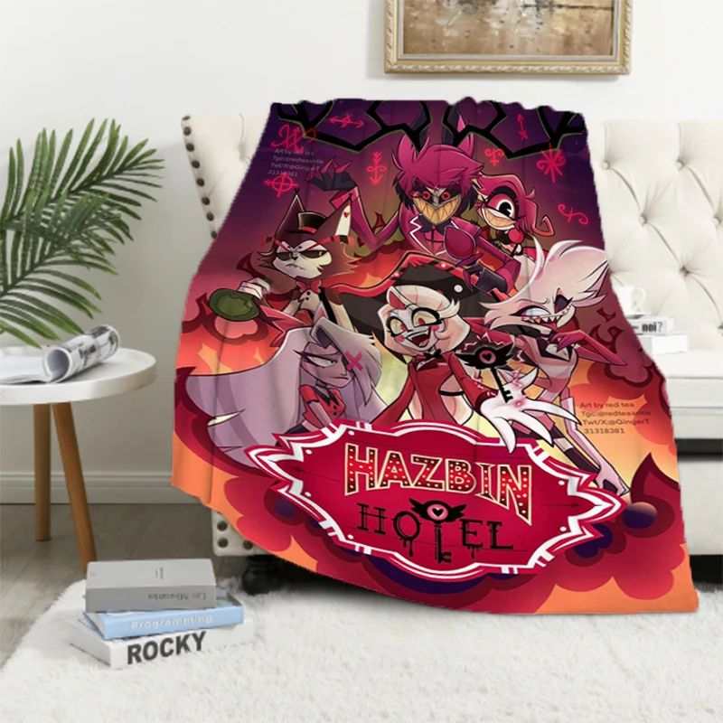 H-Hazbin Hotels Blanket for Sofa Blankets Microfiber Bedding Knee Throw Warm Winter Fleece Fluffy Soft Nap & Throws Decorative