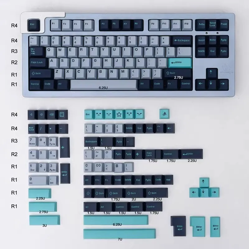 173 Keys GMK Color block Keycaps PBT Dye Subbed Key Caps Cherry Profile Keycap With 2.25U 2.75U 3U 7U Spacebar ISO Enter