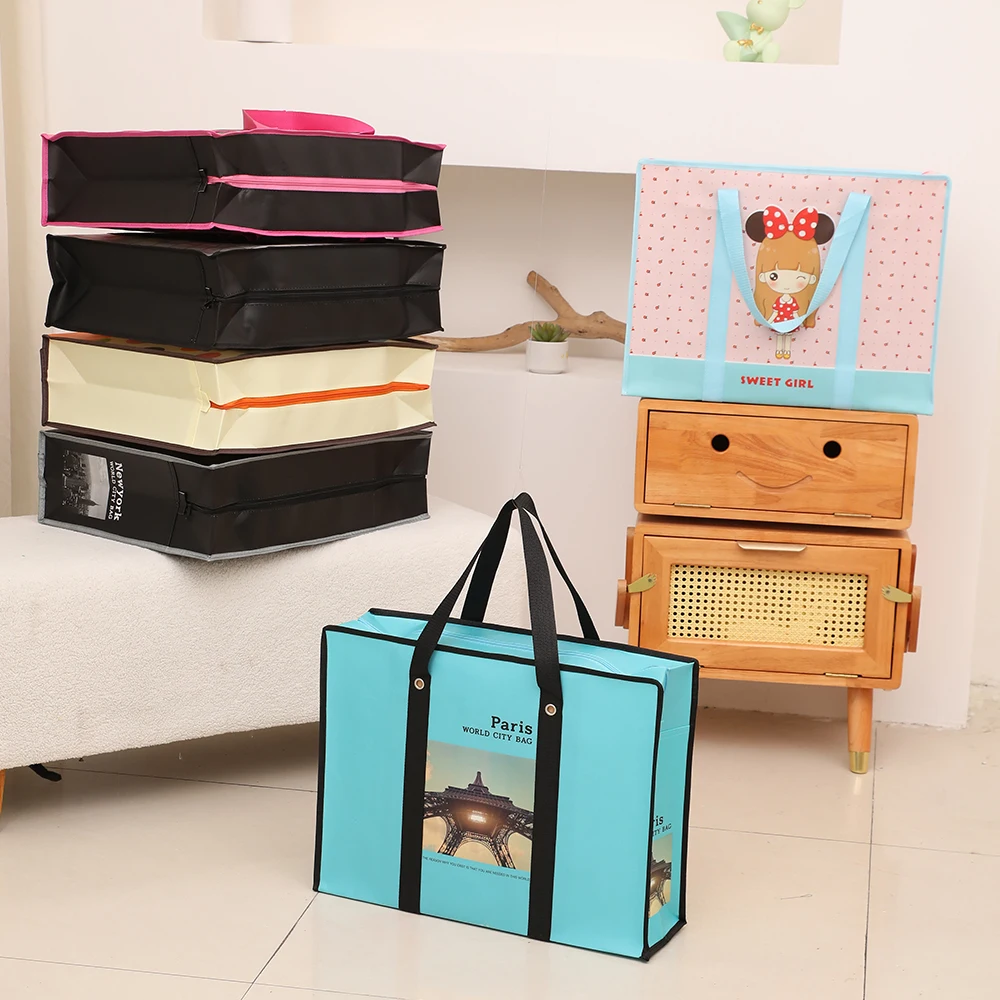 Tragbare Cartoon Vlies Quilt Aufbewahrung tasche große Kapazität wasserdichte Reise Shopping-Paket Spielzeug Organisation gefaltete Tasche – Detail 4