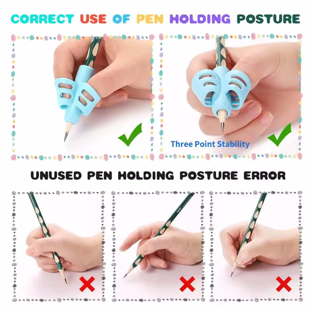 3 Fingers Pencil Grip Writing Corrector Posture Correction Tool Trainer Children Pen Writing Grip Holders Correction Kids Gifts