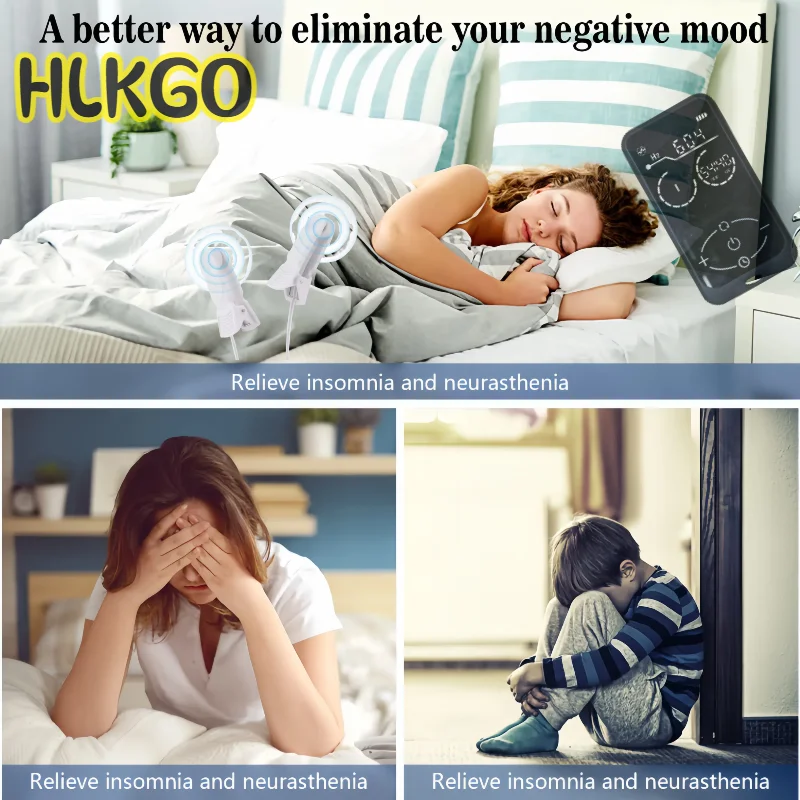 HLKGO CES 2.0 Therapy Sleep Aid Device Alpha-Stim Electronic Apparatus Migraine Insomnia CES Therapy Device No Side Effect