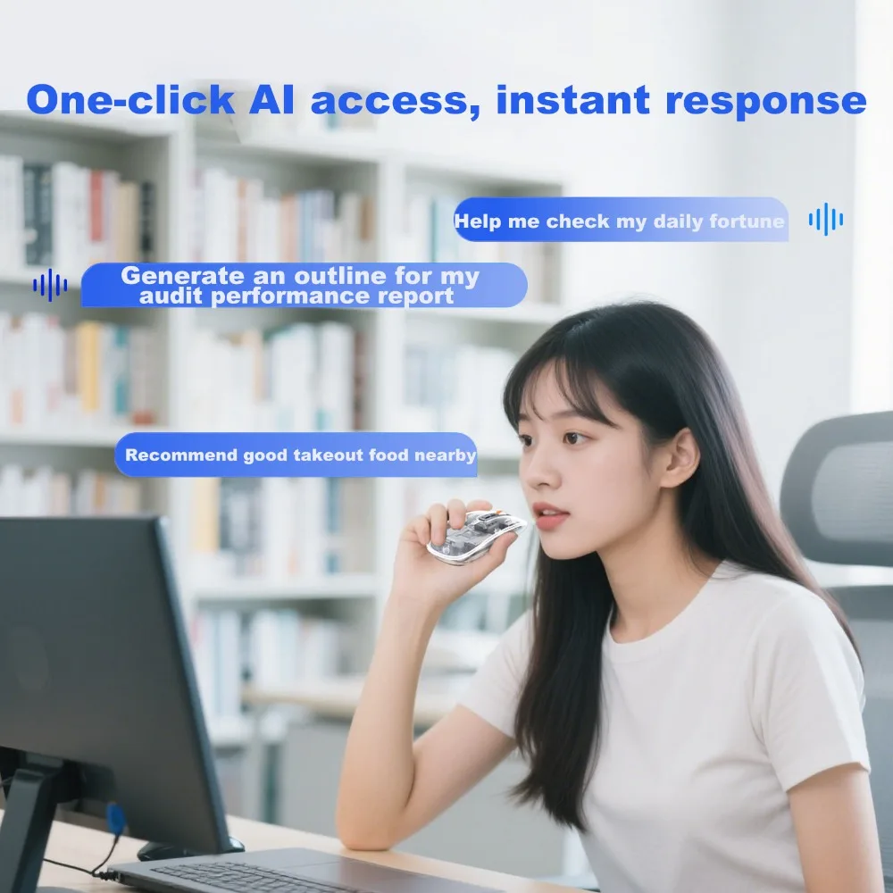 AI Smart Wireless Mouse 3 Mode 2.4G+Dual Bluetooth Voice Typing Translation 400mAh Rechargeable Ergonomic Mice For Laptop PC
