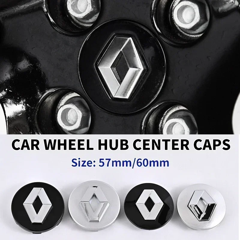 4 Adesivos de Emblema para Centro de Roda de Carro 57mm 60mm para Renault Modus Twingo Master Traffic Vivaro Kangoo Espace Symbol RS