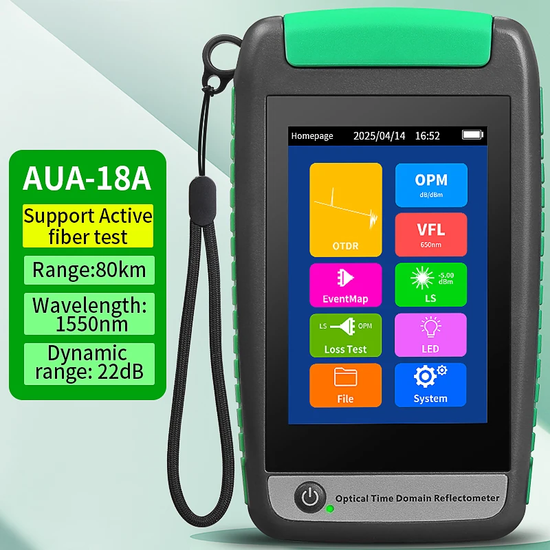 OTDR AUA-18/180/161A/U Optische Tijdsdomeinreflectometer 1310/1550/1610nm 22/20dB 80KM Actieve optische vezeltest (optioneel)