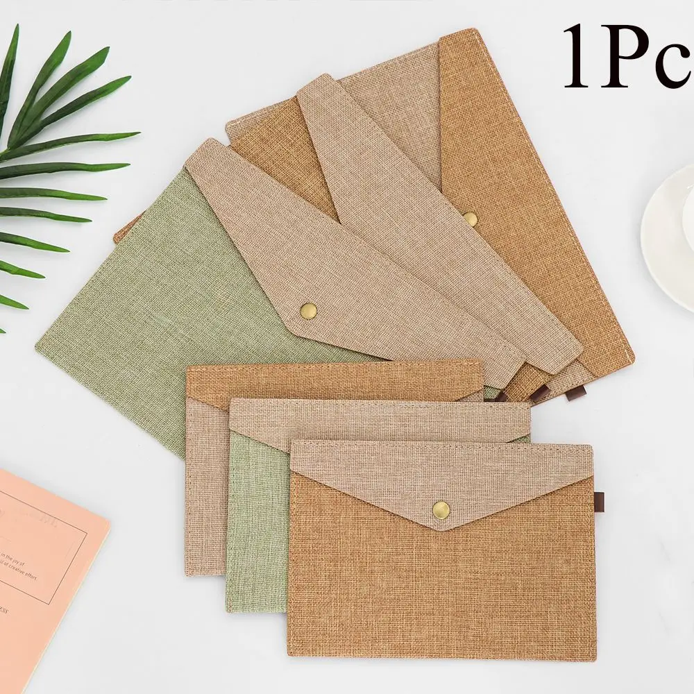 1PC Simple A4/A5 Elegant Big Capacity Document Bag Imitation Linen Canvas Felt File Bag Briefcase File Folders Office Supplies