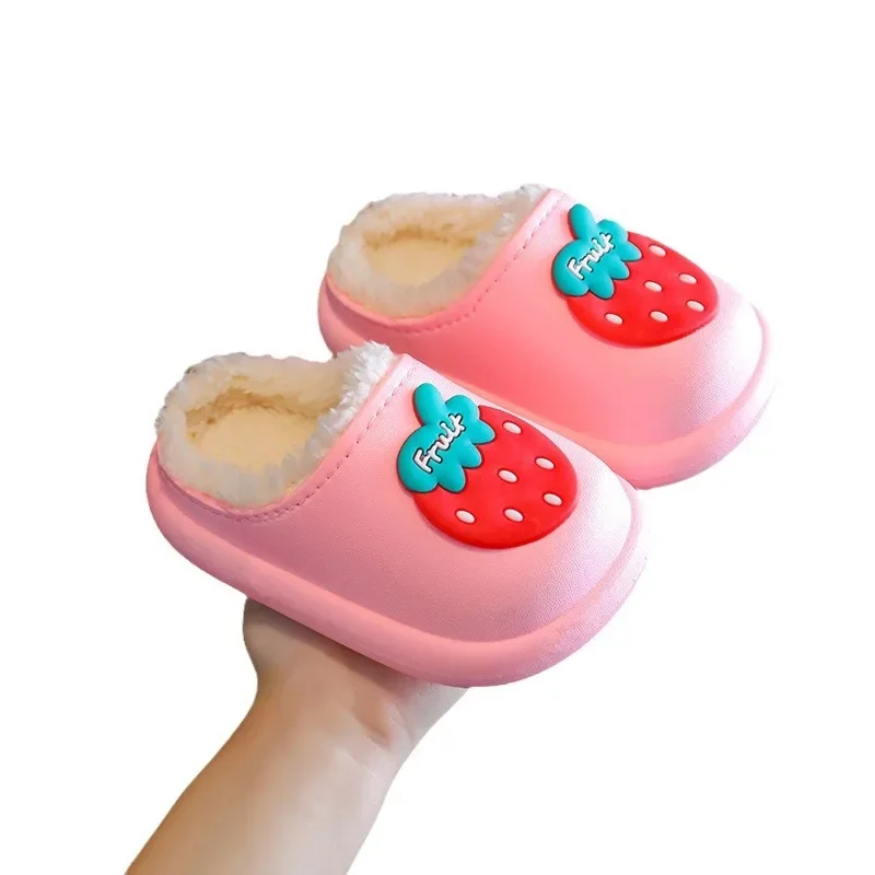 

Winter Children Girls Boy Slippers Newborn Cute Bear Print Indoor Home Thick Fleece Warm Shoes Kids Casual Slipper First Walkers