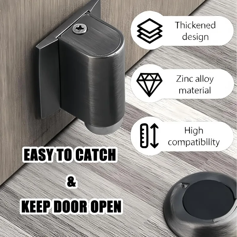 Door Stopper, Heavy Duty Magnetic Doors Catch Holder, Windproof Stopper No Drill Invisible Doorstops for Inside Door( 1 Pack)