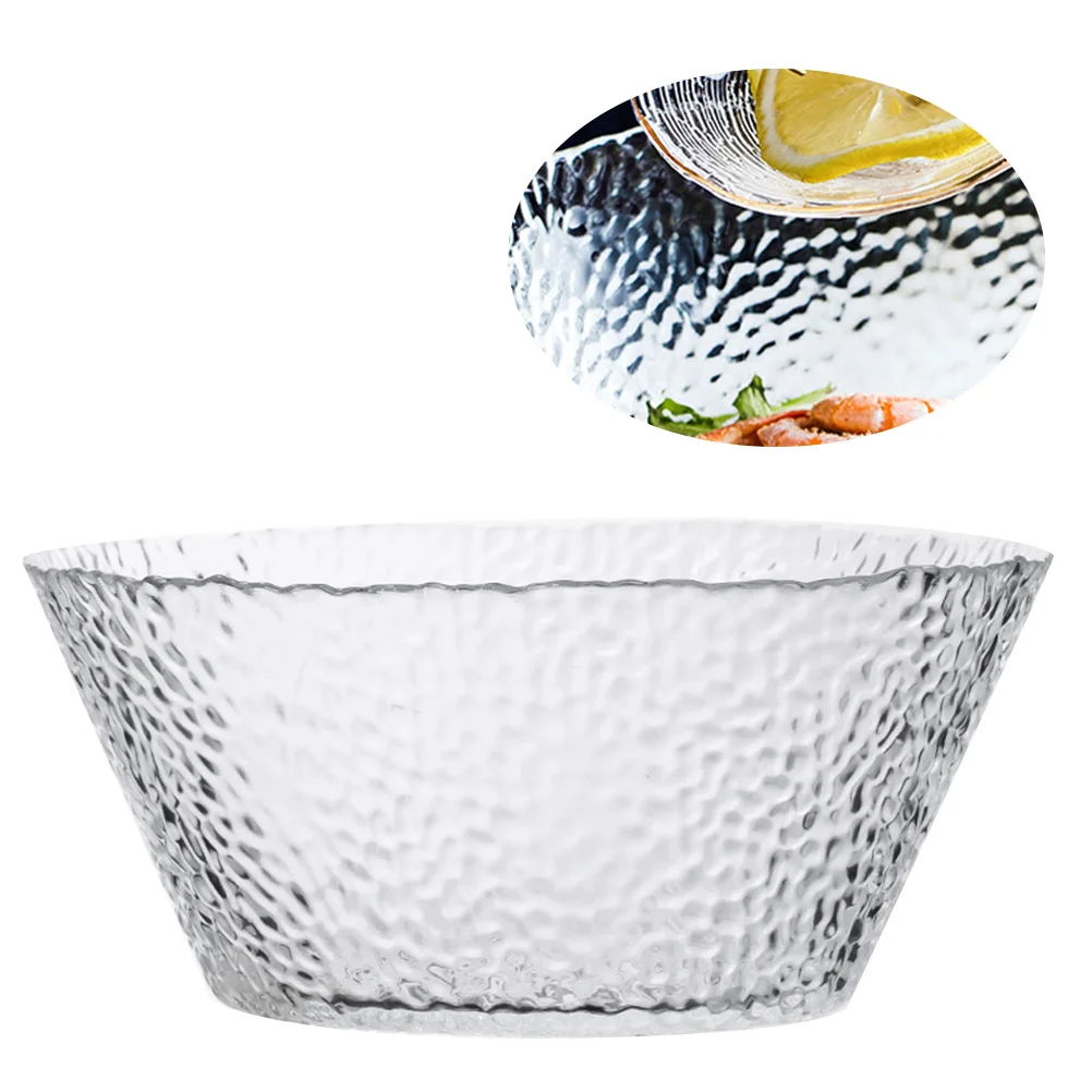 

1,6 л прозрачная молотковая текстура салатница устойчивая к трещинам стеклянная закуска десерт овощной сервировочный контейнер стеклянные десертные миски