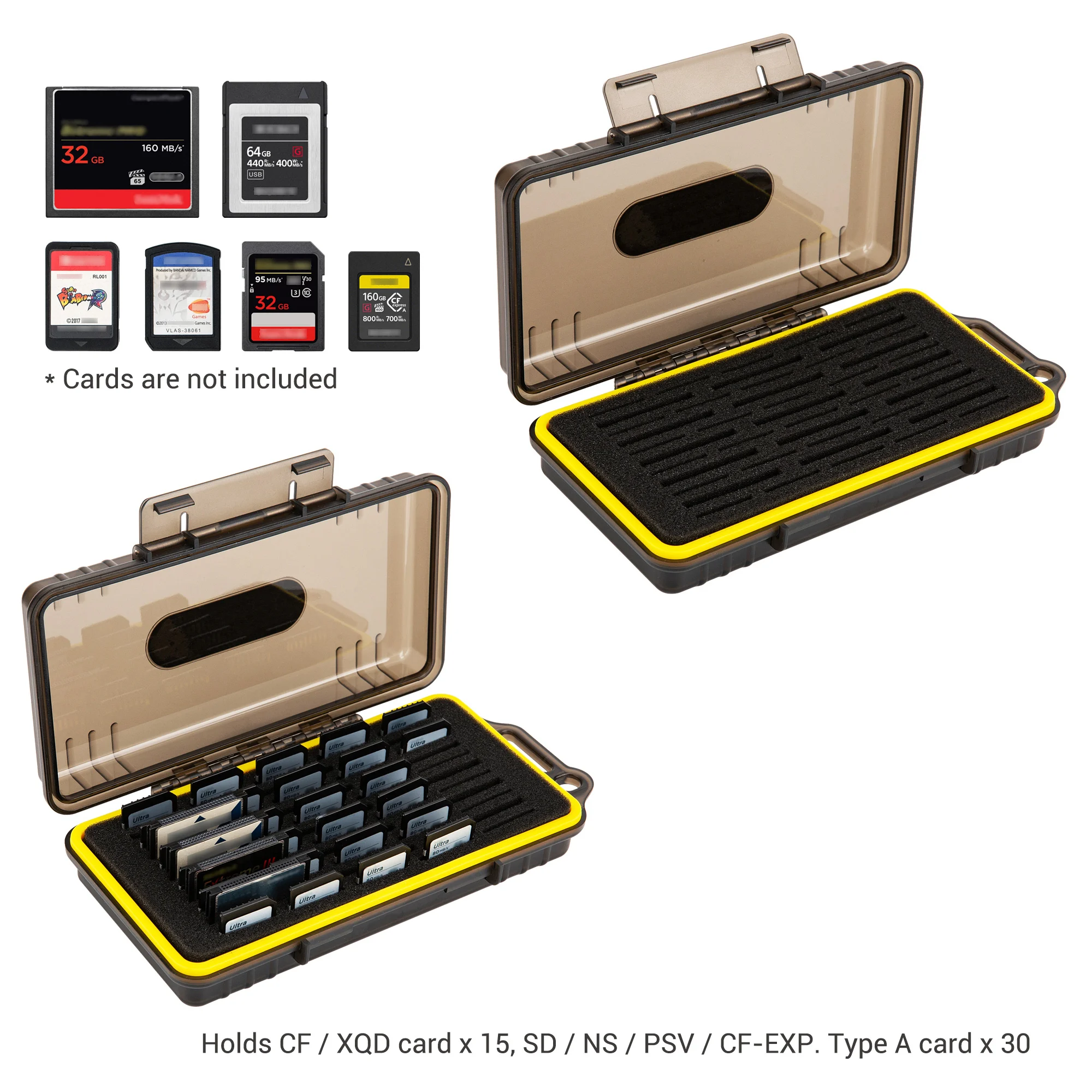 45 Slots Memory Card Case Storage Holder Organizer Keeper for 15 CF XQD 30 SD SDXC SDHC CF CFexpress Type A NS PSV Game Card Box