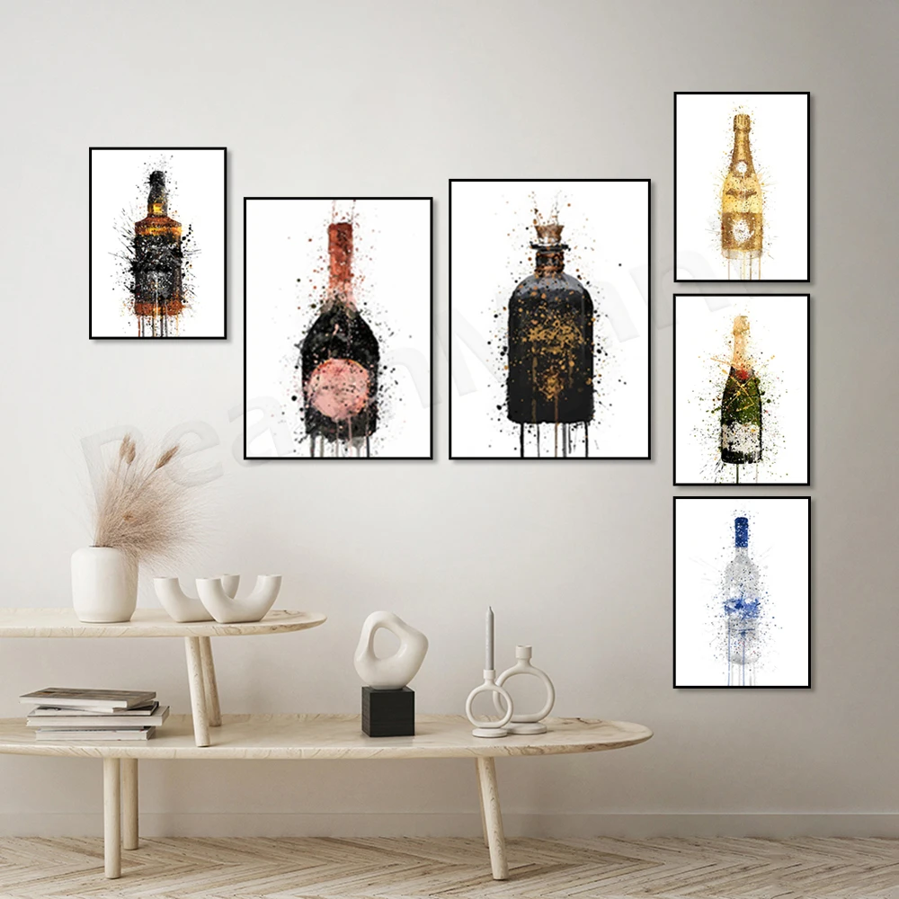シャンパンアートポスター、ビール、ジン、ウイスキーボトル、シ - Beer Wine Gin のレビューと価格