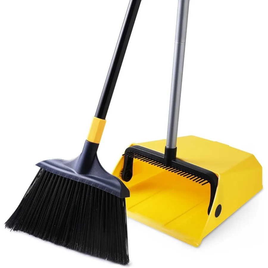 

Commercial Broom and Dustpan Set with Comb for Outdoor Indoor Use in Courtyards Garages Lobbies Malls Markets Floors Homes Kitc