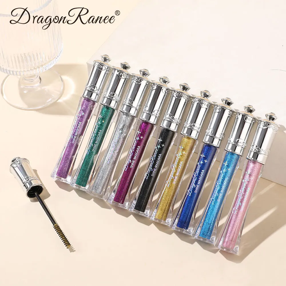 Paars Goud Diamant Mascara Glanzende Pailletten Zweetbestendig Glitter Wimpers Sneldrogend Blijvende Curling Dikke Mascara Shimmer Make-up