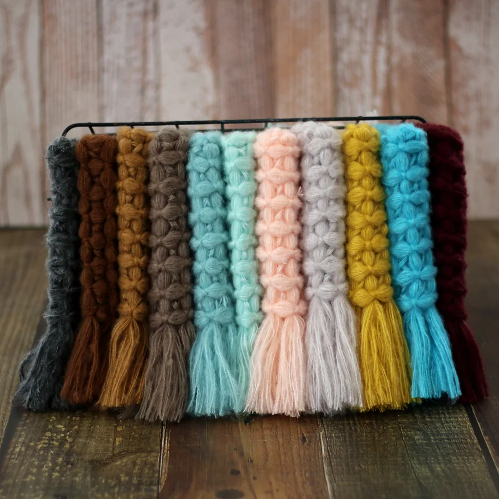 Shining Newborn Photography Props Mohair Hand-woven Square Petal Shape Decorative Carpet Posing Blanket Photo Decoration