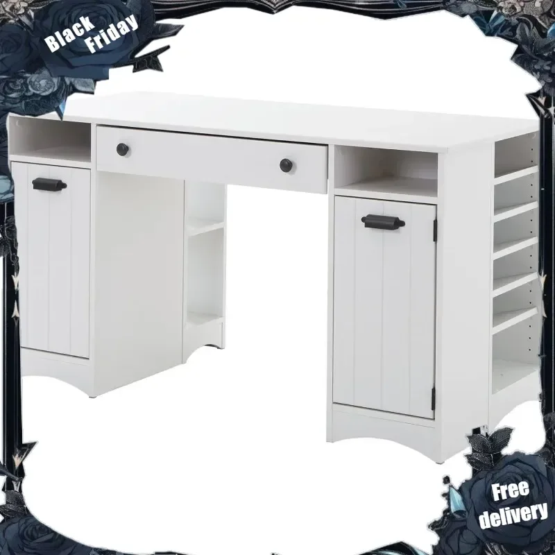 Artwork Craft Table with Storage, Pure White