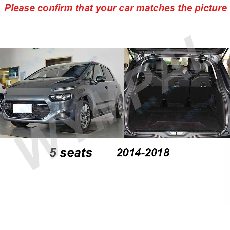 

Car Trunk Mat For Citroen C4 Picasso 5-seat 2014 2015 2016 2017 2018 High Edge Design interior accessories