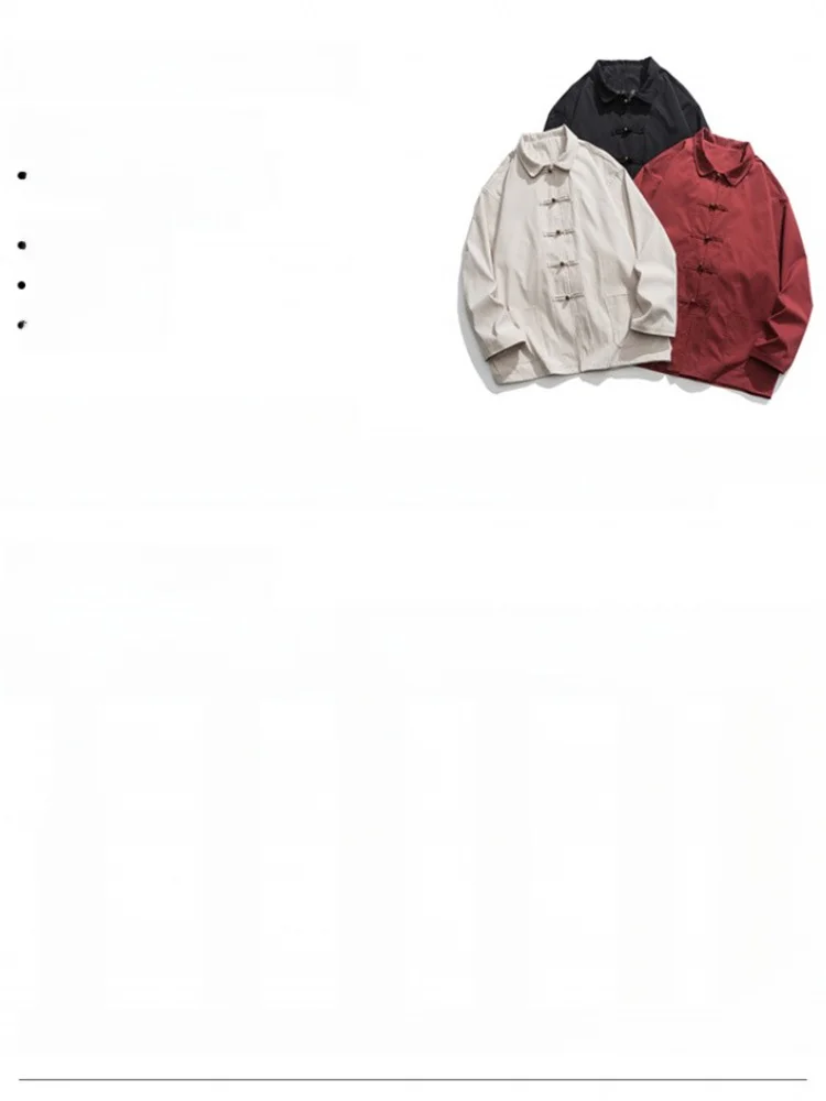 

Youth Cotton Linen Jaet Men's Spring Autumn Wind Tang Suit Small Design Sense Copper Button Turn-down Collar Large Size Coat
