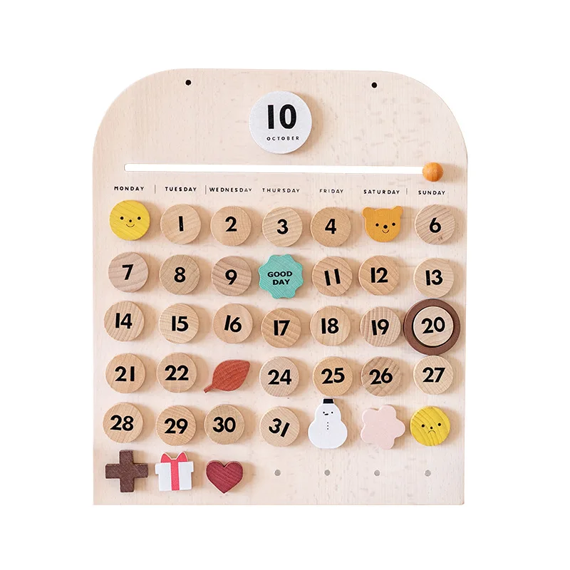 Instagram Style Magnetic Wood Calendar Ornaments Tabletop Ornaments for Children\'s Room  Kids Room Ornaments Decor Gifts