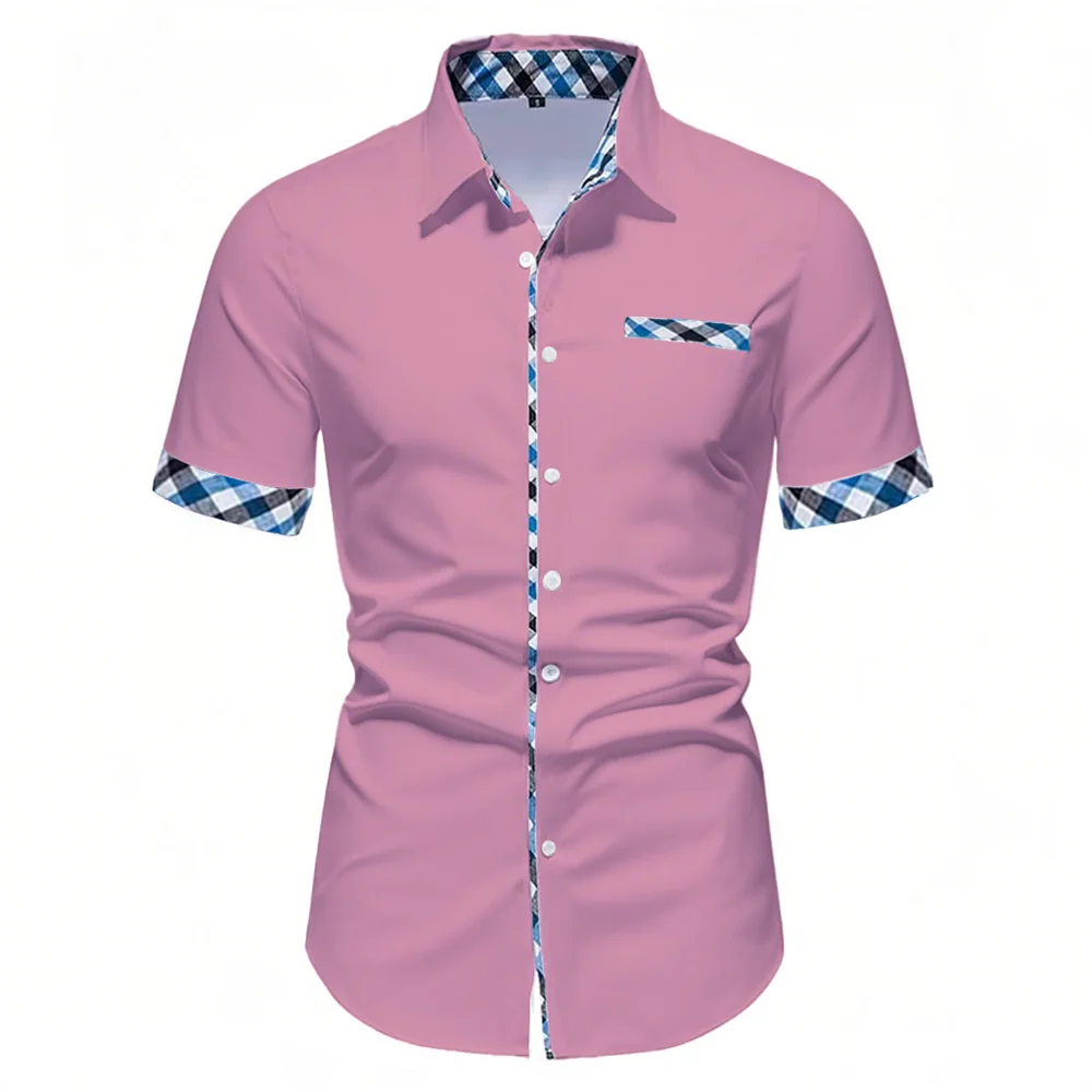 10 colors summer new men's short-sleeved shirt solid color clothing business casual daily comfortable basic men's tops