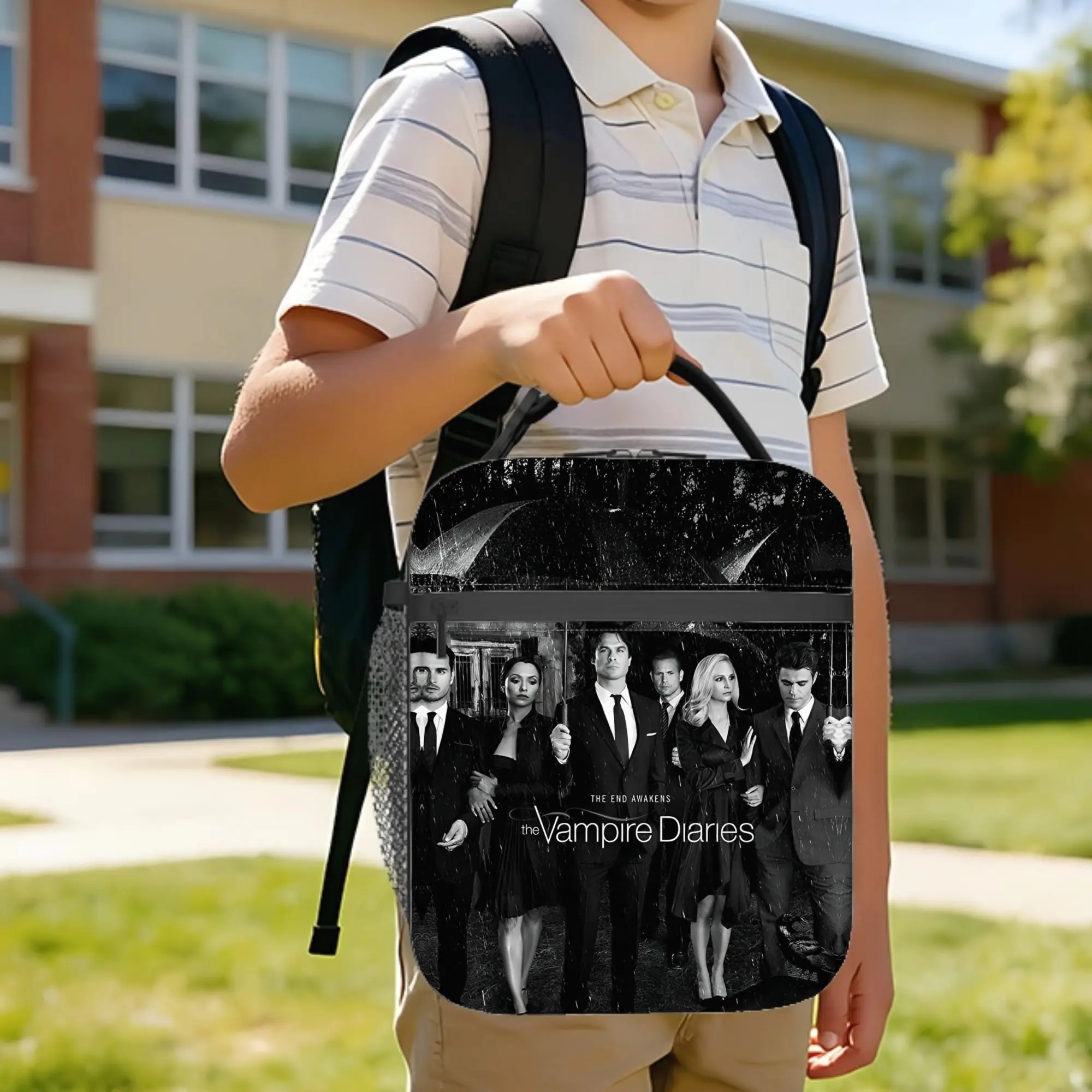 Damon Salvatore  The Vampire Diaries Insulated Lunch Bags High Capacity  Meal Container Cooler Bag Lunch Box Tote Food Handbags