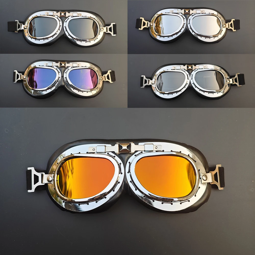 

Four-Season Cycling Glasses Leather Trim with Retro Design Motorcycle Bicycle Riding Gifts Retro Windproof Goggles for All