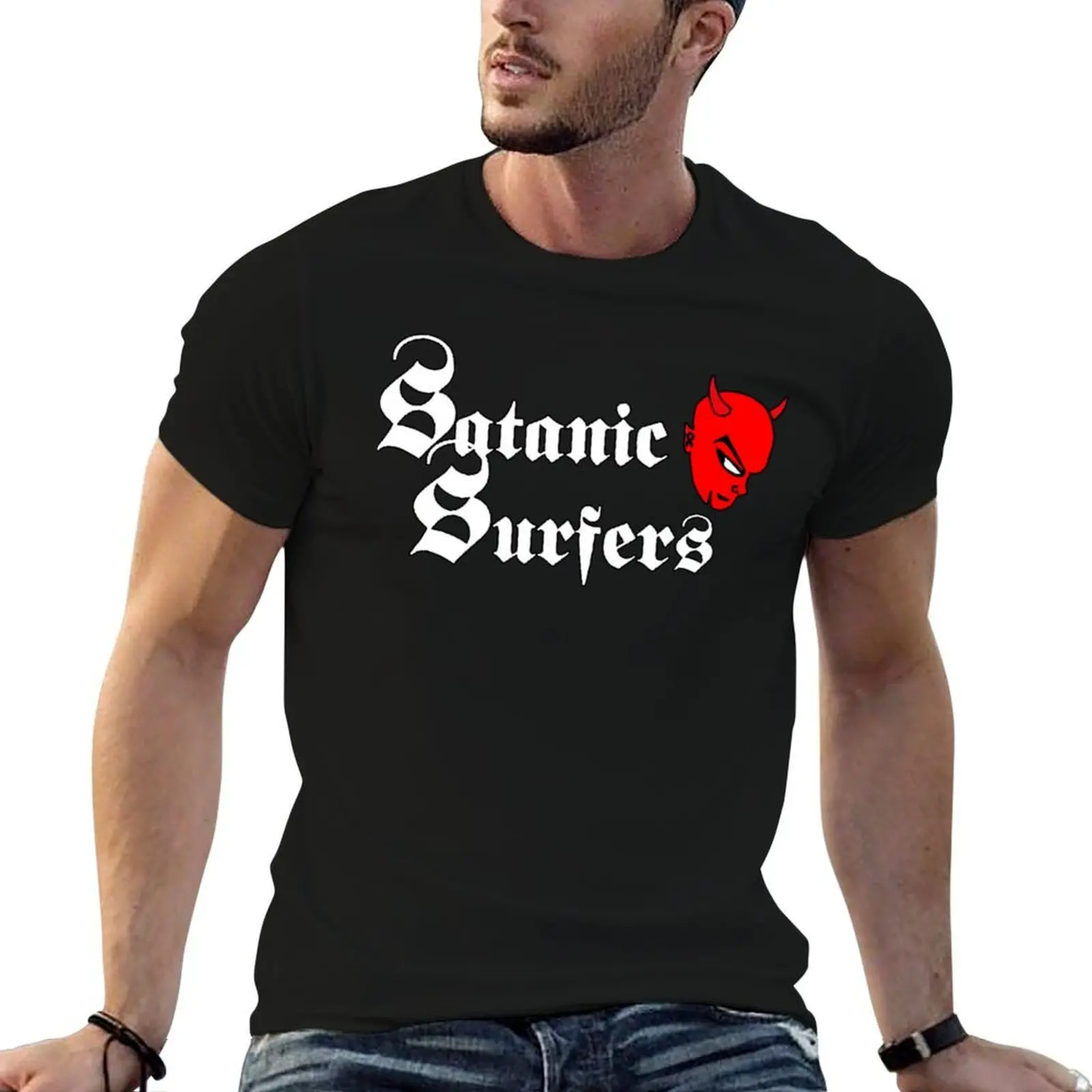 satanic surfers genre T-Shirt vintage graphic tee hippie clothes oversized t shirt men