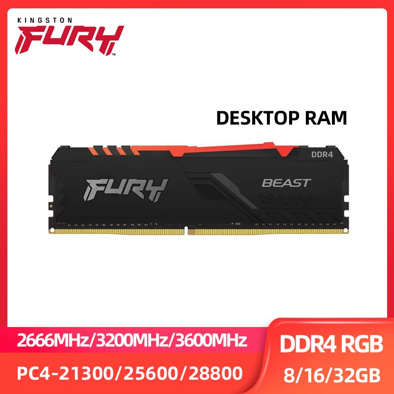 キングストン FURY RGB DDR4 メモリ 2666MHz 3200MHz 3600MHz DDR4 DIMM XMP 8GB 16GB 32GB メモリア Ram 288 ピン 1.2V デスクトップ用