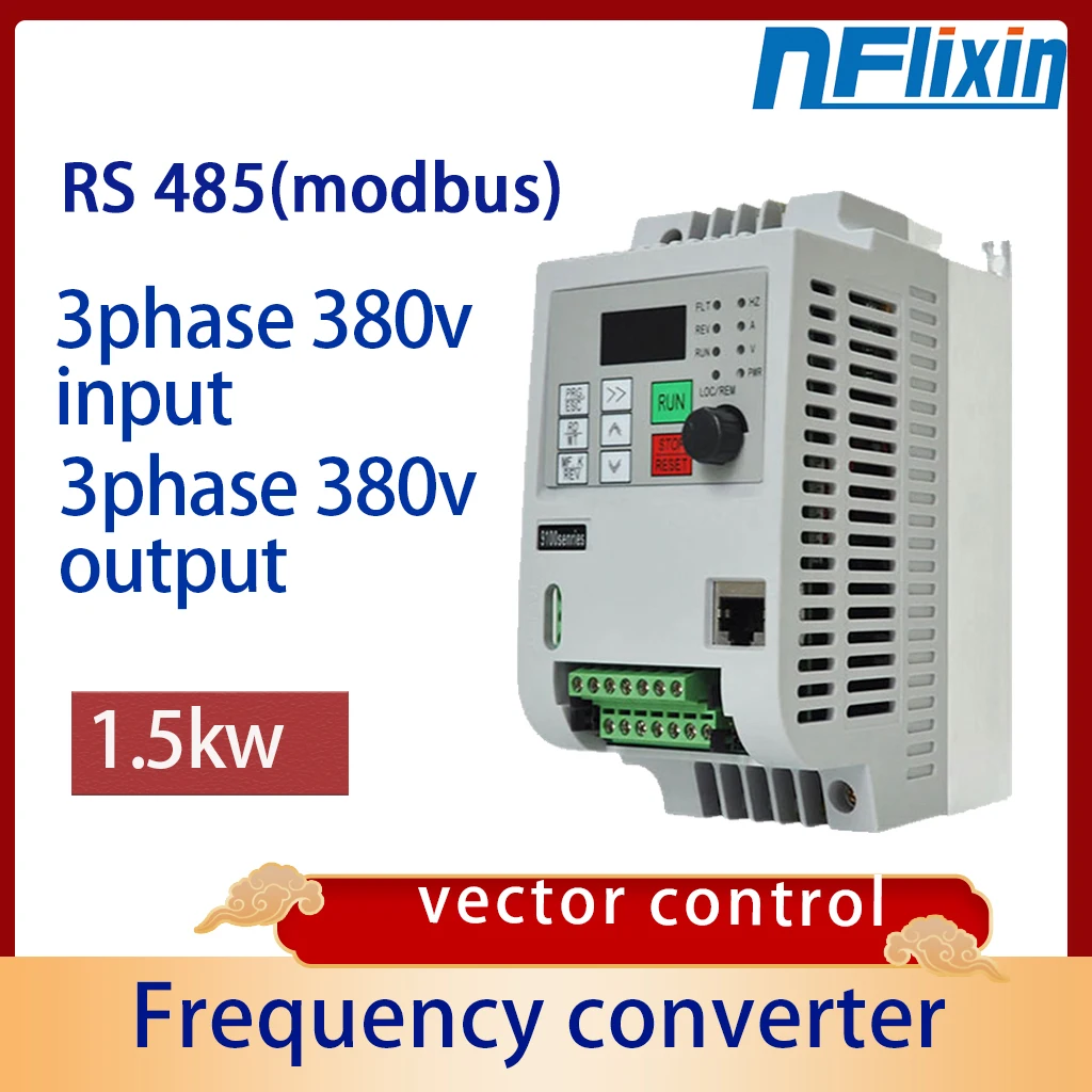 New! Input 220V to Output 380V VFD Variable Frequency Drive Converter Inverter  1.5KW Motor Speed Controller