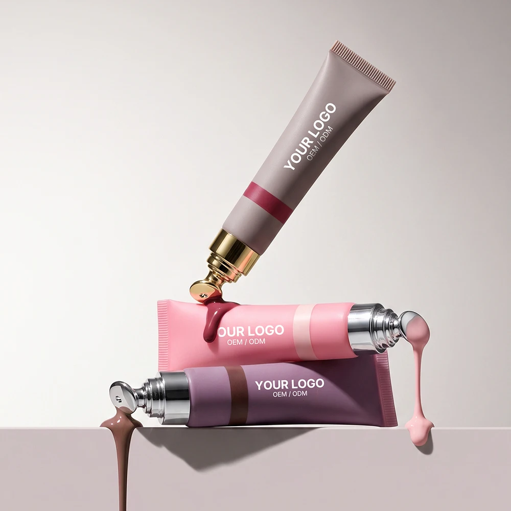 Private Label Matte & Glossy Lipgloss Custom Logo Semi-transparent Tube Non-stick Liquid Lipstick Long-lasting Lips Makeup Vegan