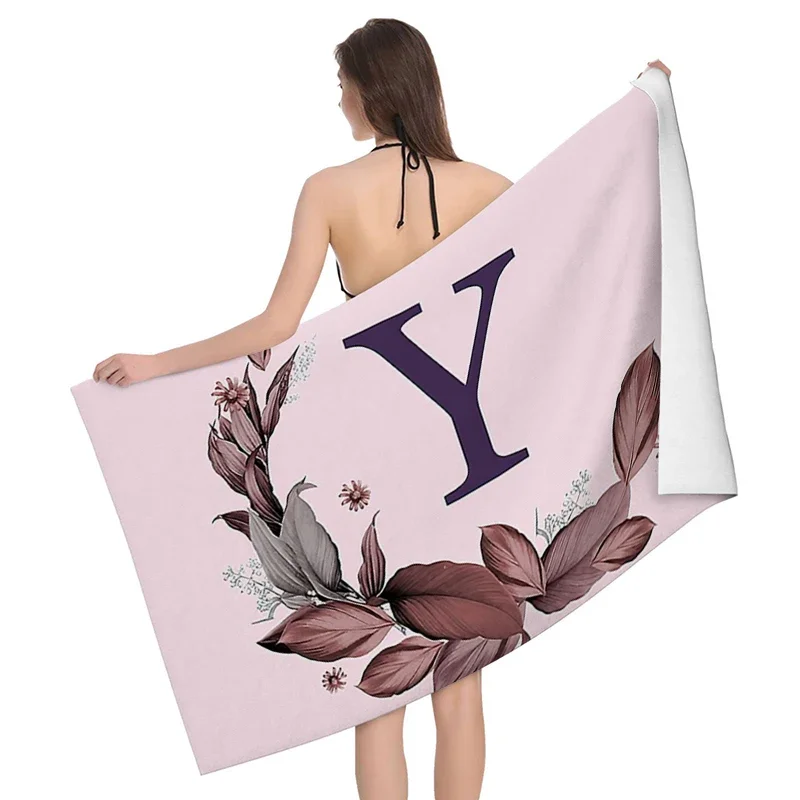 Home bath towels for the body towels bathroom letters and flower quick drying microfiber beach towel man and women large sports