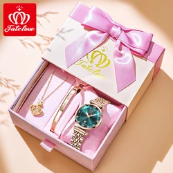 FATE LOVE-reloj de cuarzo para mujer, accesorio de lujo, resistente al agua, de acero inoxidable, elegante, conjunto de pulsera