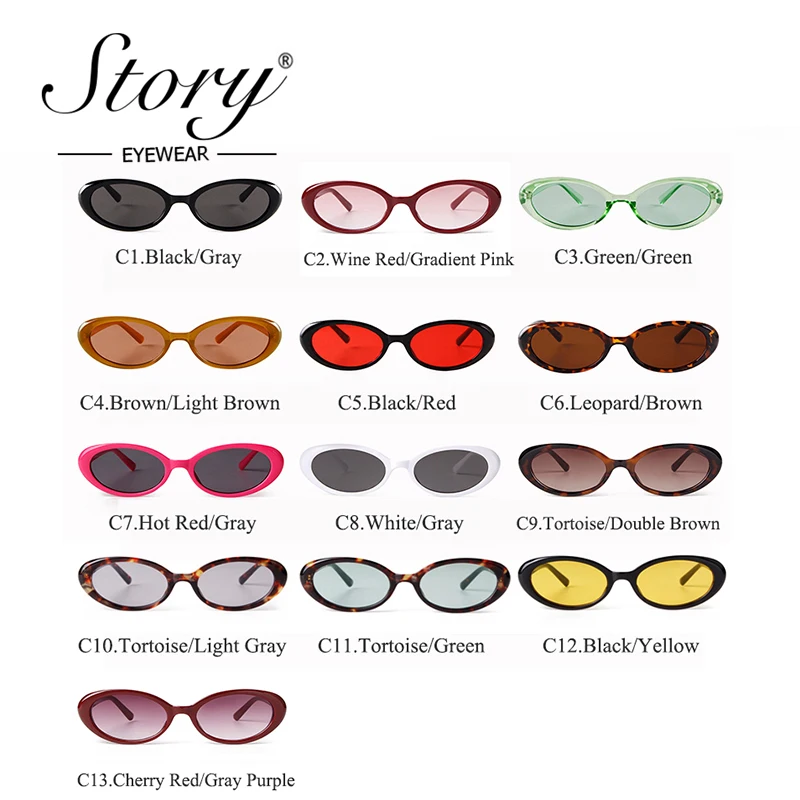 Geschichte Vintage Schildpatt kleine ovale Sonnenbrille für Frauen Männer Marke Design Mode Retro schmale Sonnenbrille uv400 de sol mujer – Detail 5